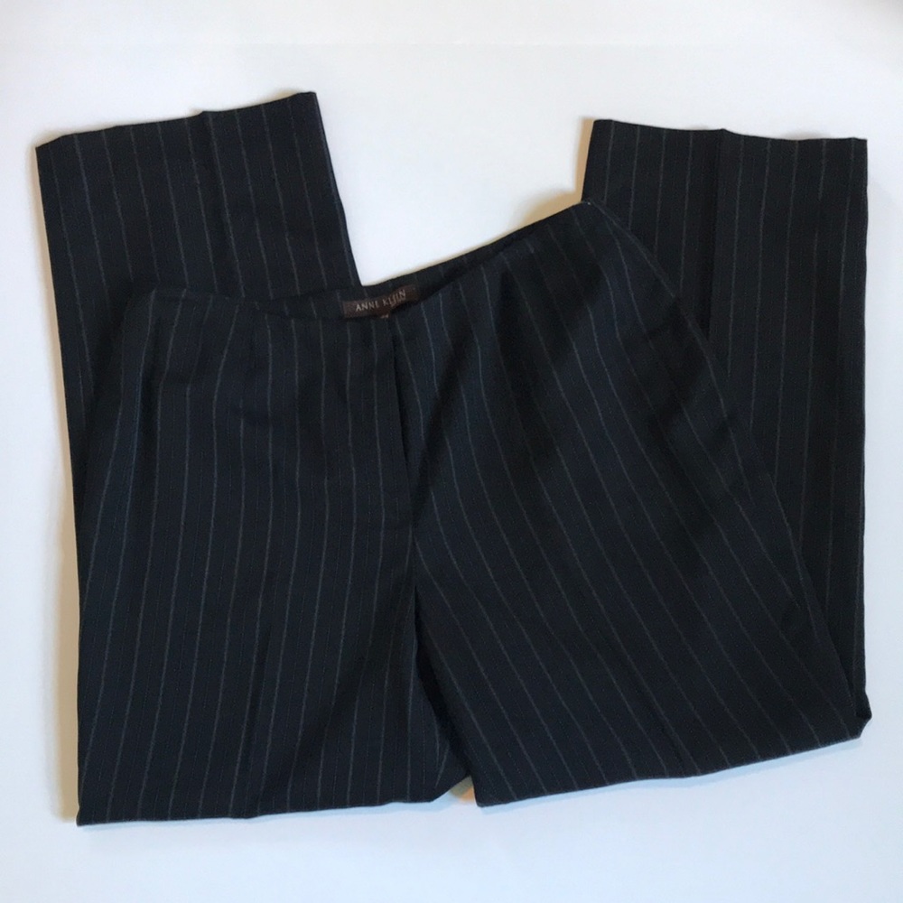 Anne Klein Continental Black Pinstripe Trousers/Suit Pants Sz 16W